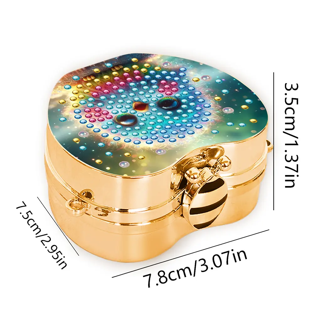 2Pcs Flowers Diamond Painting Mirror Organizer Box Rhinestone Jewelry Box Mini DIY Diamond Art Makeup Bag for Outdoor Travel
