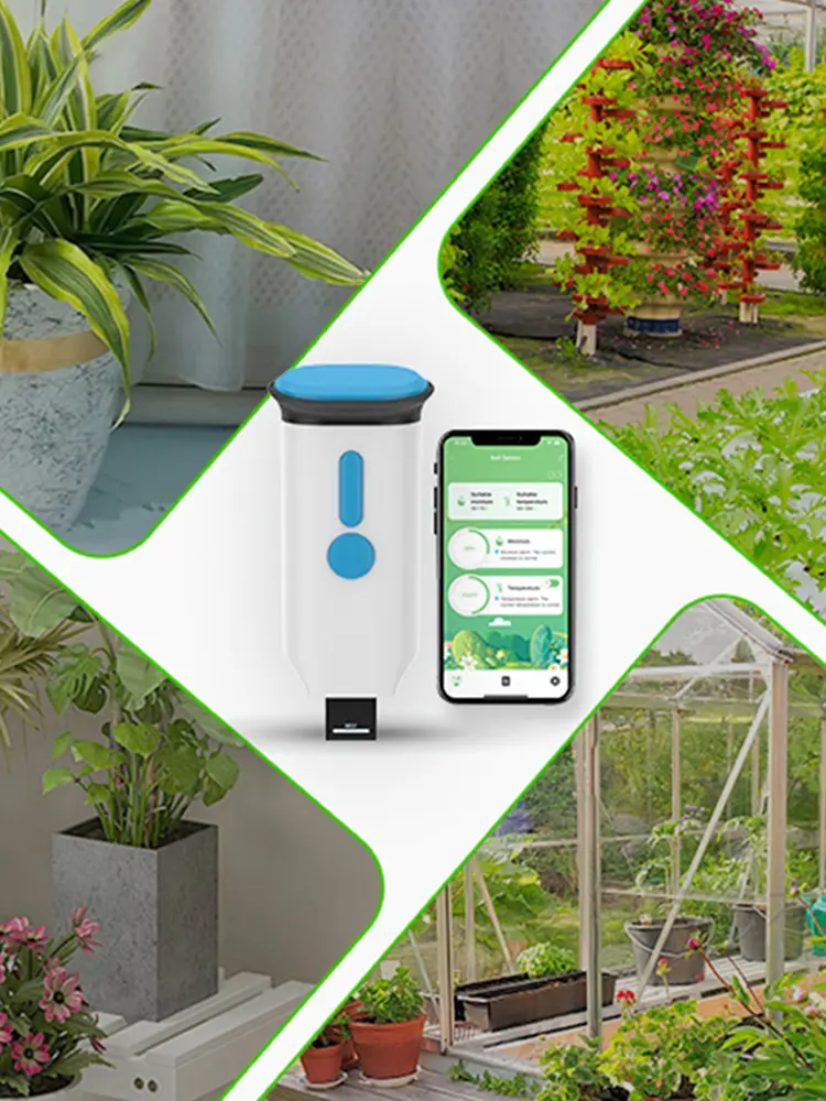WiFi Smart Soil Sensor 2.4GHz Humidity Temperature Sensor Plant Intelligent Measuring Instrument for Potted Plants Greenhouse