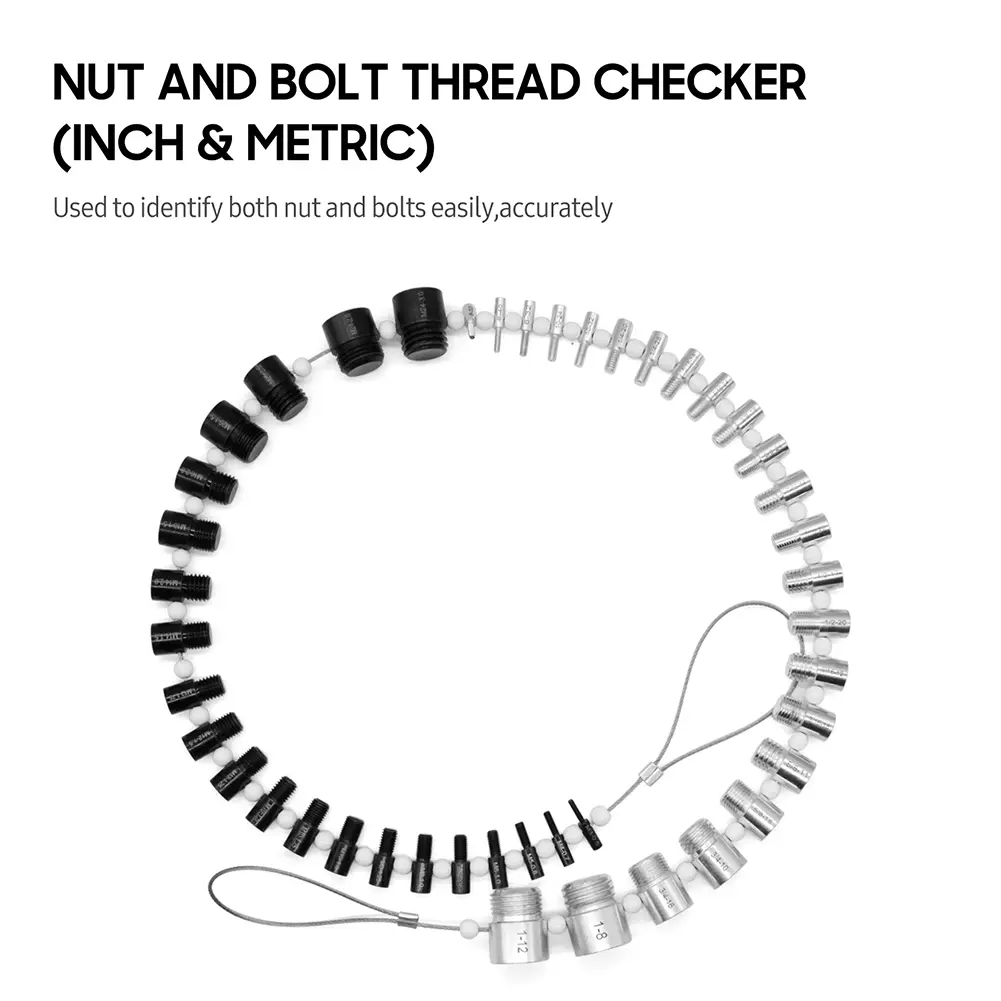 Portable Bolt Thread Checker Inch & Metric Nut & Bolt Thread Checker 44 Male/Female Gauges Lightweight 23 Inch & 21 Metric Sizes