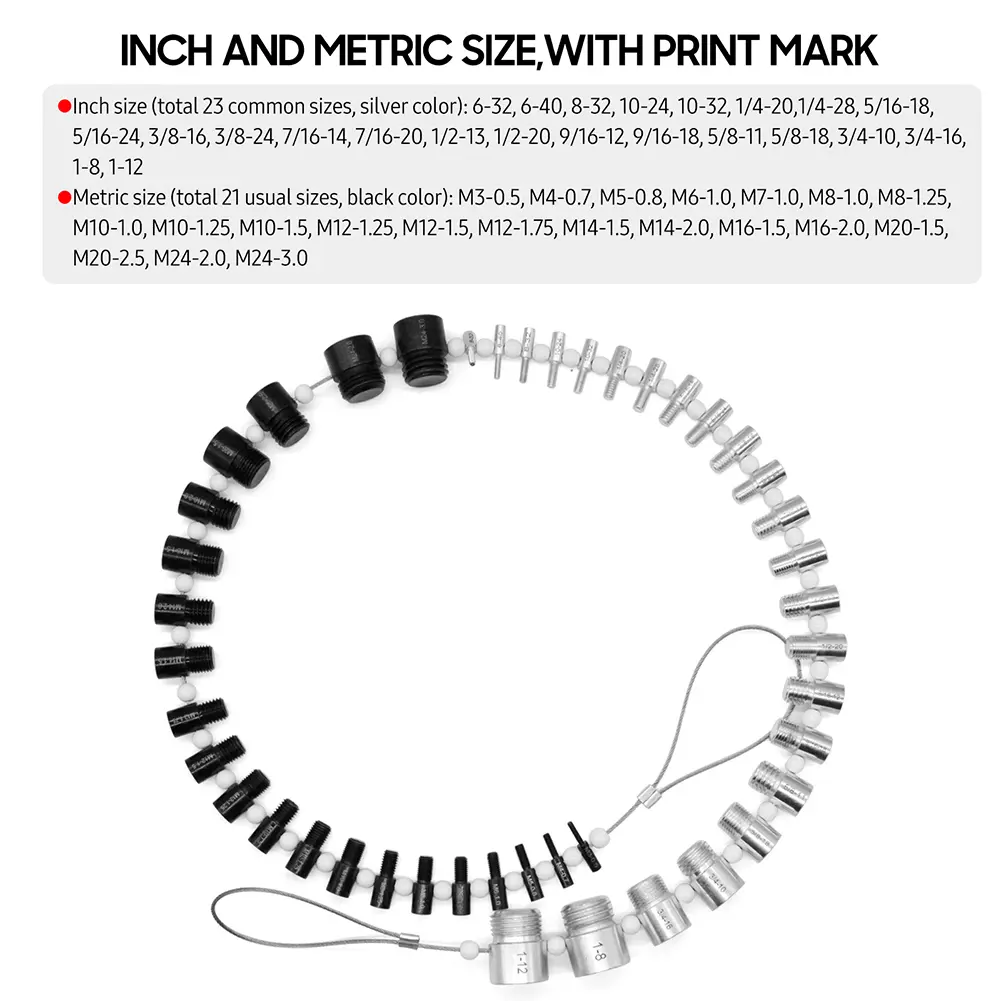 Portable Bolt Thread Checker Inch & Metric Nut & Bolt Thread Checker 44 Male/Female Gauges Lightweight 23 Inch & 21 Metric Sizes