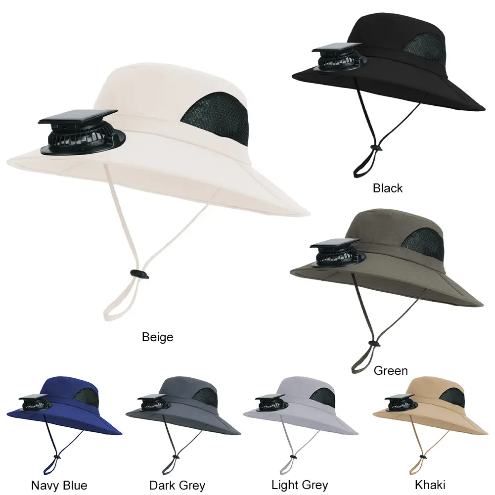 Wide Brim Solar Fan Hat Sun Bucket Hat with Removable & USB Charging Fan Outdoor Sun Hat for Outdoor Summer Camping Beach