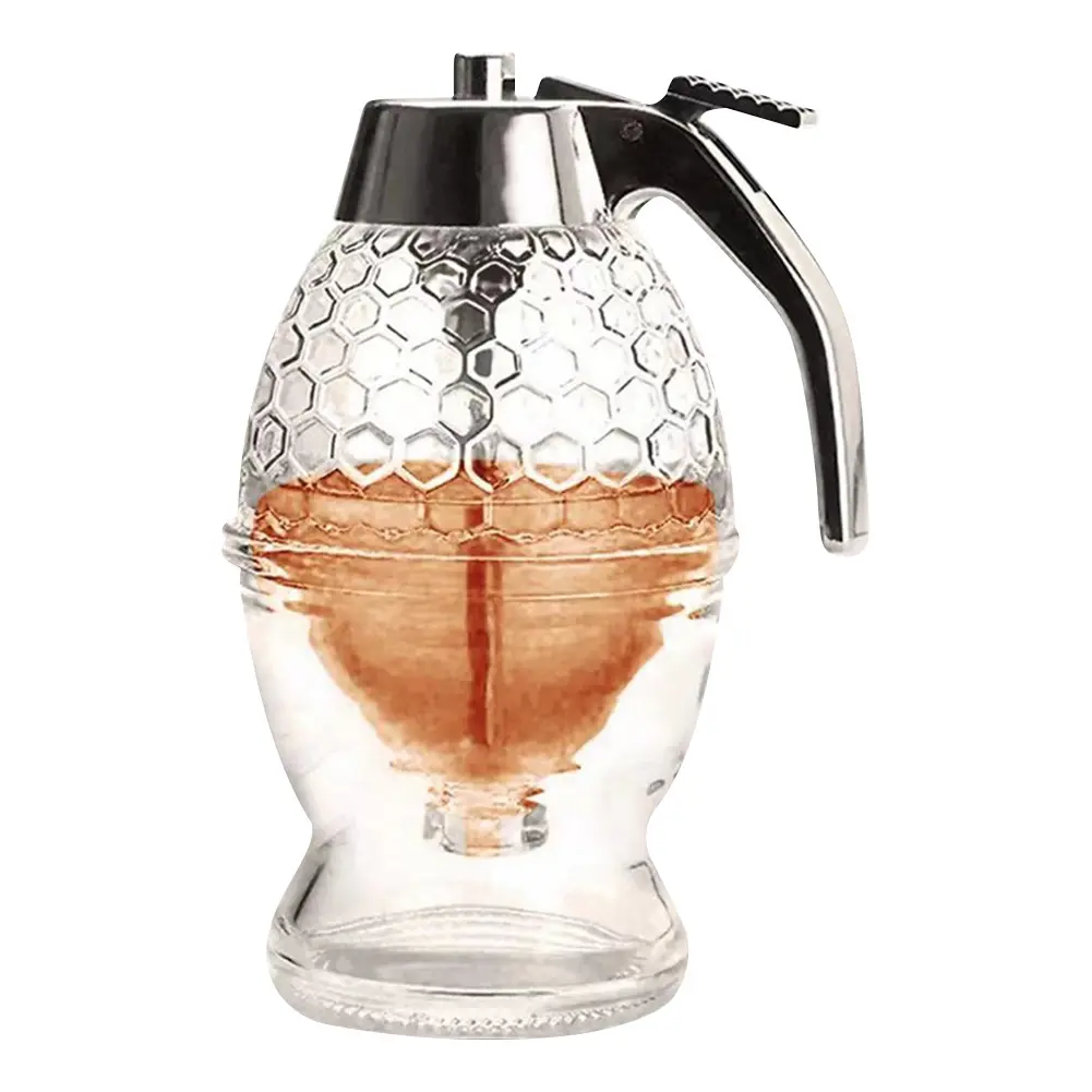 Juice Syrup Cup Bee Drip Dispenser Kettle Kitchen Storage Pot Stand Holder Accessories Comb Shaped Syrup Container Honey Jar