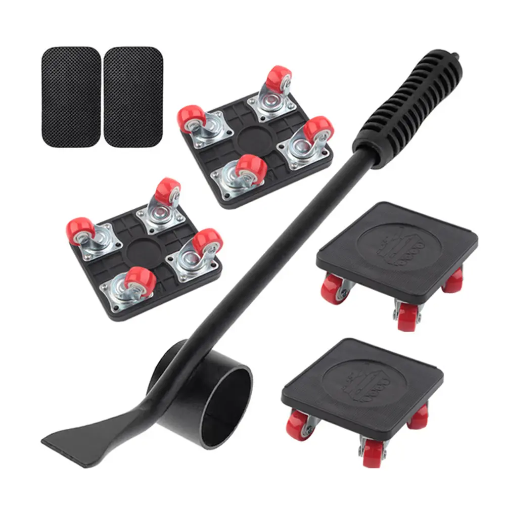 5PCS/Set Professional Furniture Transport Lifter Tool Set Heavy Stuffs Moving Hand Tools Furniture Mover Wheel Bar Roller Device