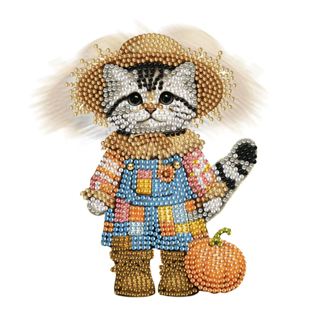 2D/Flat Cat DIY Shaking Head Diamond Painting Tabletop Ornaments Kit Diamond Painting Desktop Ornaments Kit for Adults Beginner