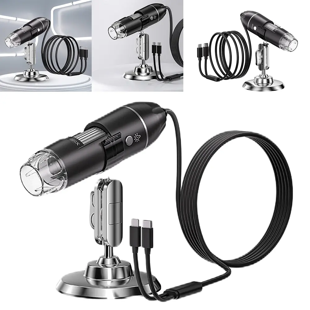 1600X Digital Microscope 8 LED Magnification Endoscope with Stand Optical Microscope for Jewelry Appraisal Video for IOS Android
