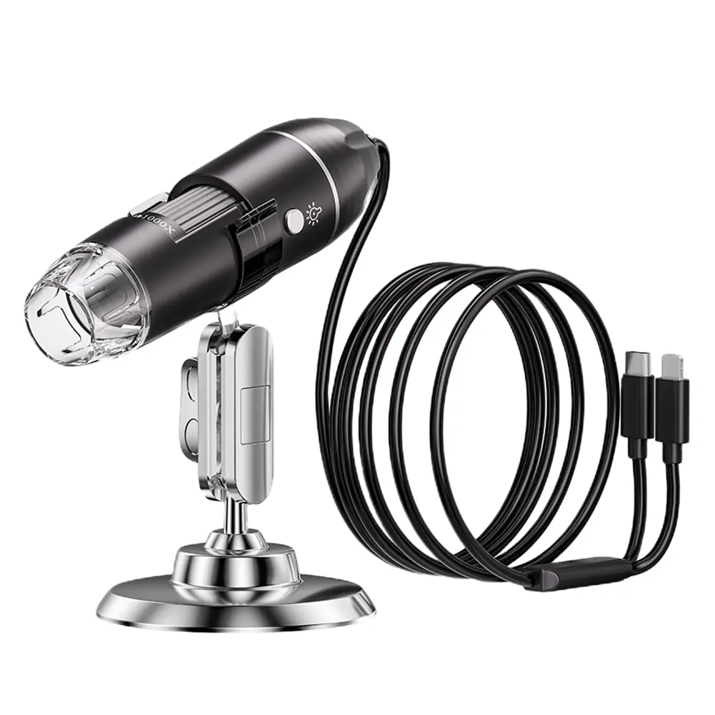 1600X Digital Microscope 8 LED Magnification Endoscope with Stand Optical Microscope for Jewelry Appraisal Video for IOS Android