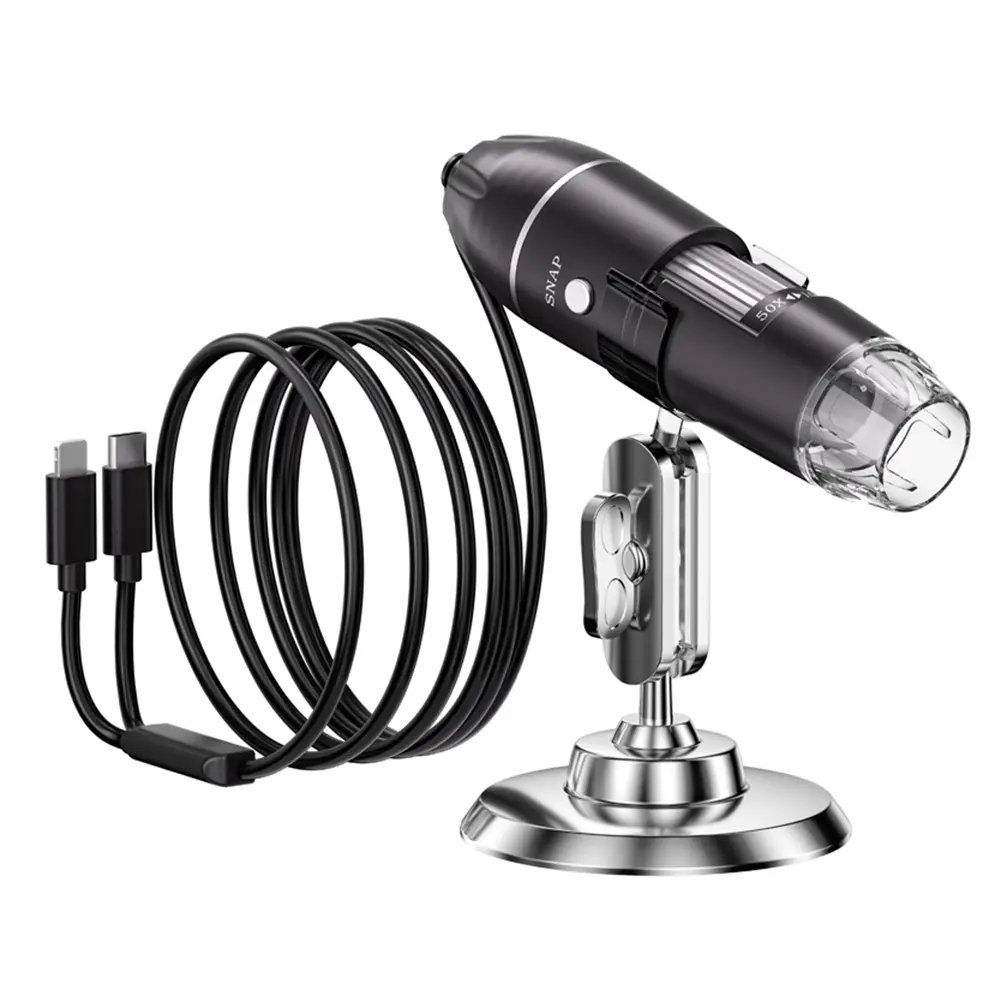 1600X Digital Microscope 8 LED Magnification Endoscope with Stand Optical Microscope for Jewelry Appraisal Video for IOS Android