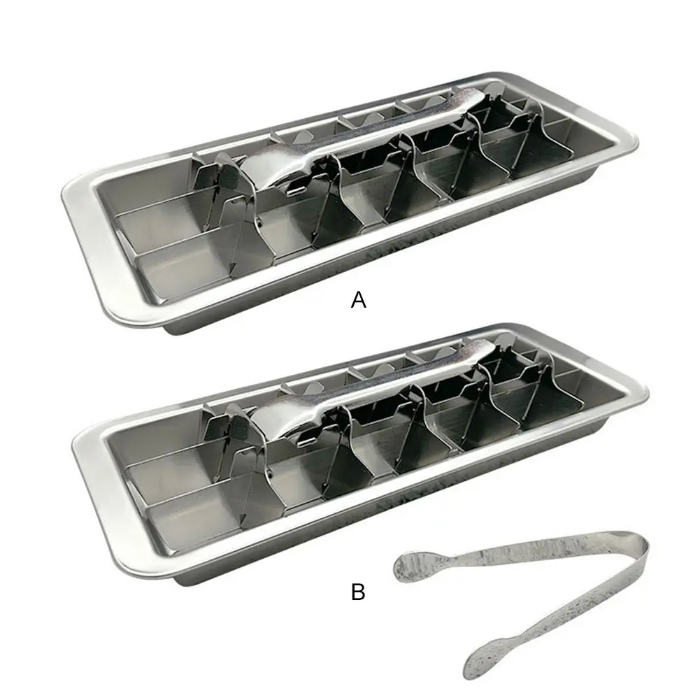 Stainless Steel Ice Cubes Tray with Easy Release Handle Ice Cubes Maker Ice Cubes Mold for Kitchen & Bar