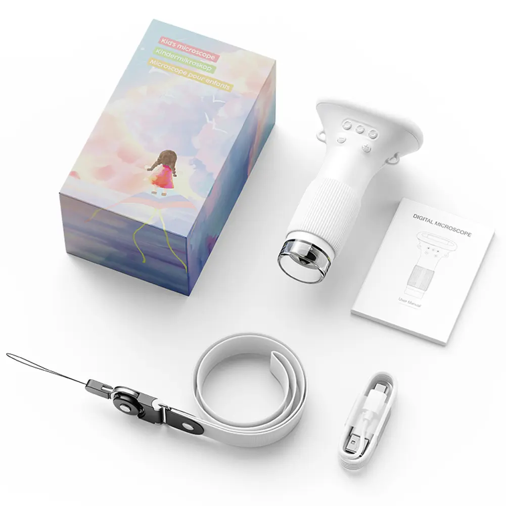 1000X Electronic Magnifier Camera 2MP Lens Pocket Microscope for Kids with 8 LED Light Children Biological Insect Coin Magnifier