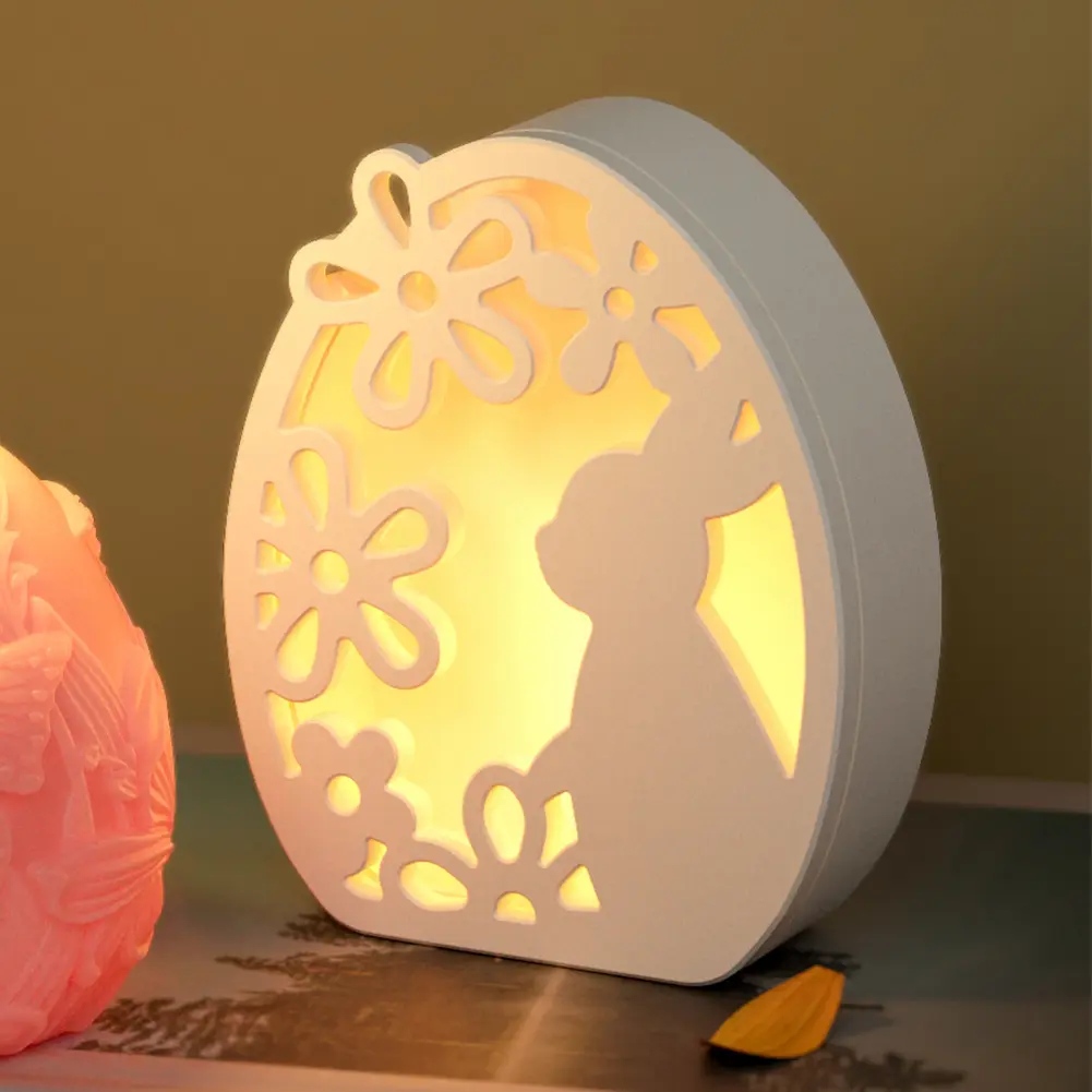 12/8/4Pcs DIY Easter Egg Bunny Lamp Silicone Mold Decoration Rabbit Hollow Silhouette Mold Candle Holder for Resin Casting