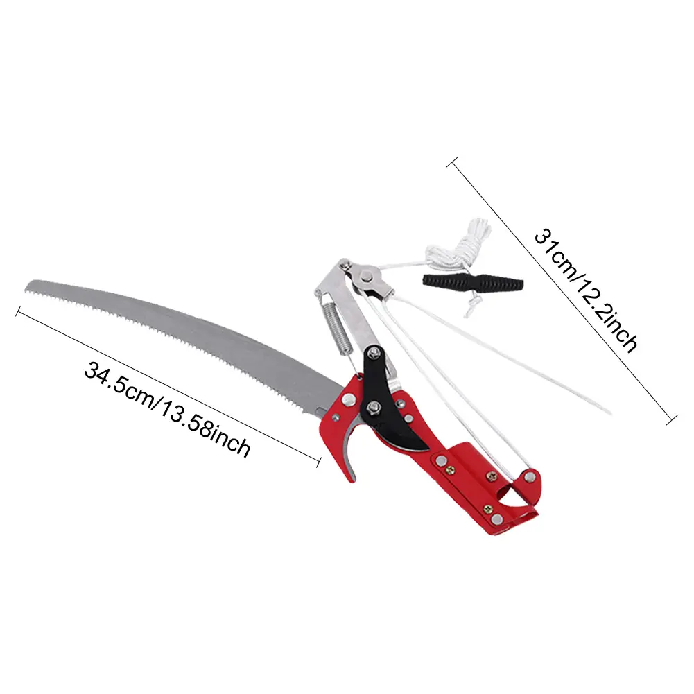 Extendable High Altitude Pruning Shears with Three Pulley System for Effortless Tree Trimming and Fruit Picking