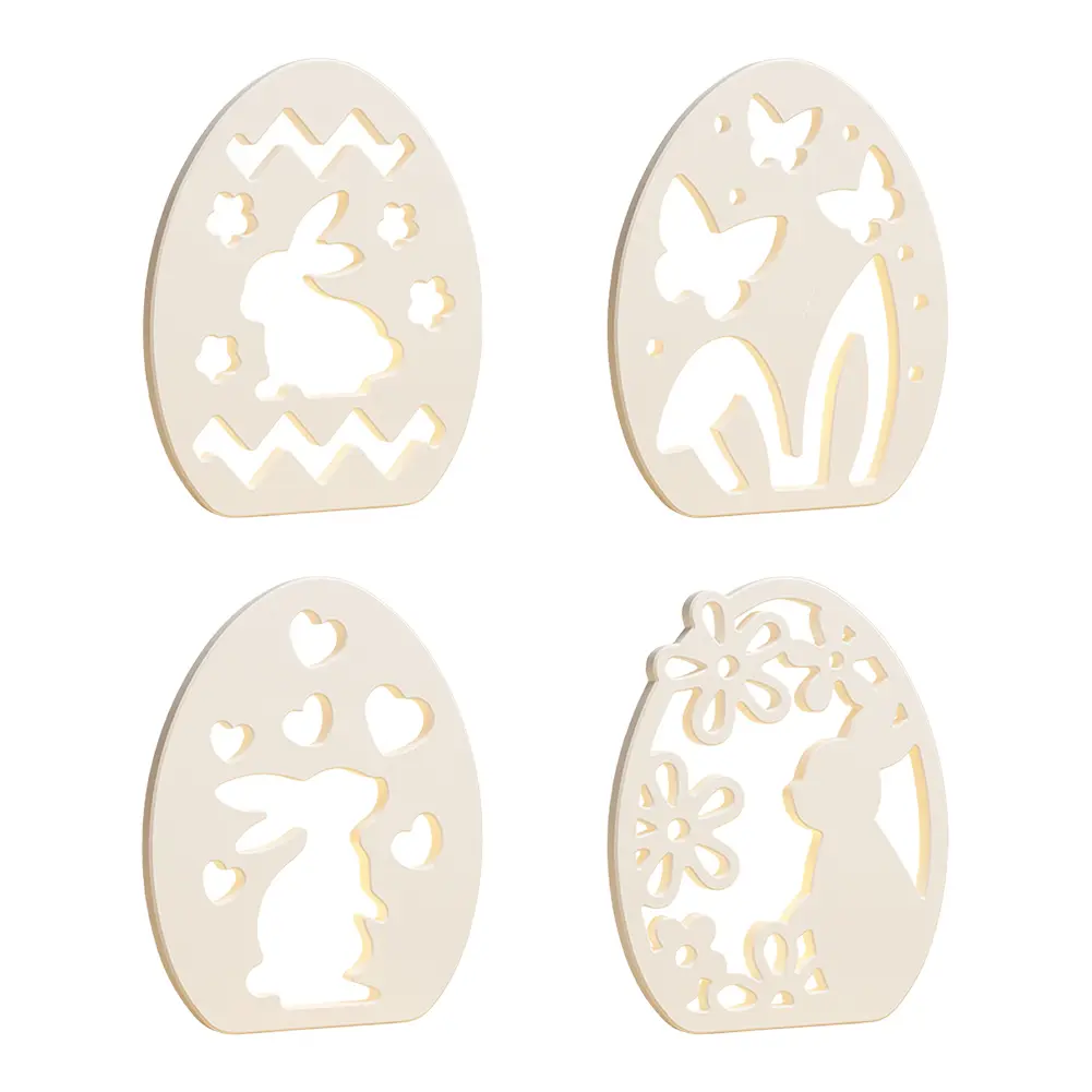 12/8/4Pcs DIY Easter Egg Bunny Lamp Silicone Mold Decoration Rabbit Hollow Silhouette Mold Candle Holder for Resin Casting