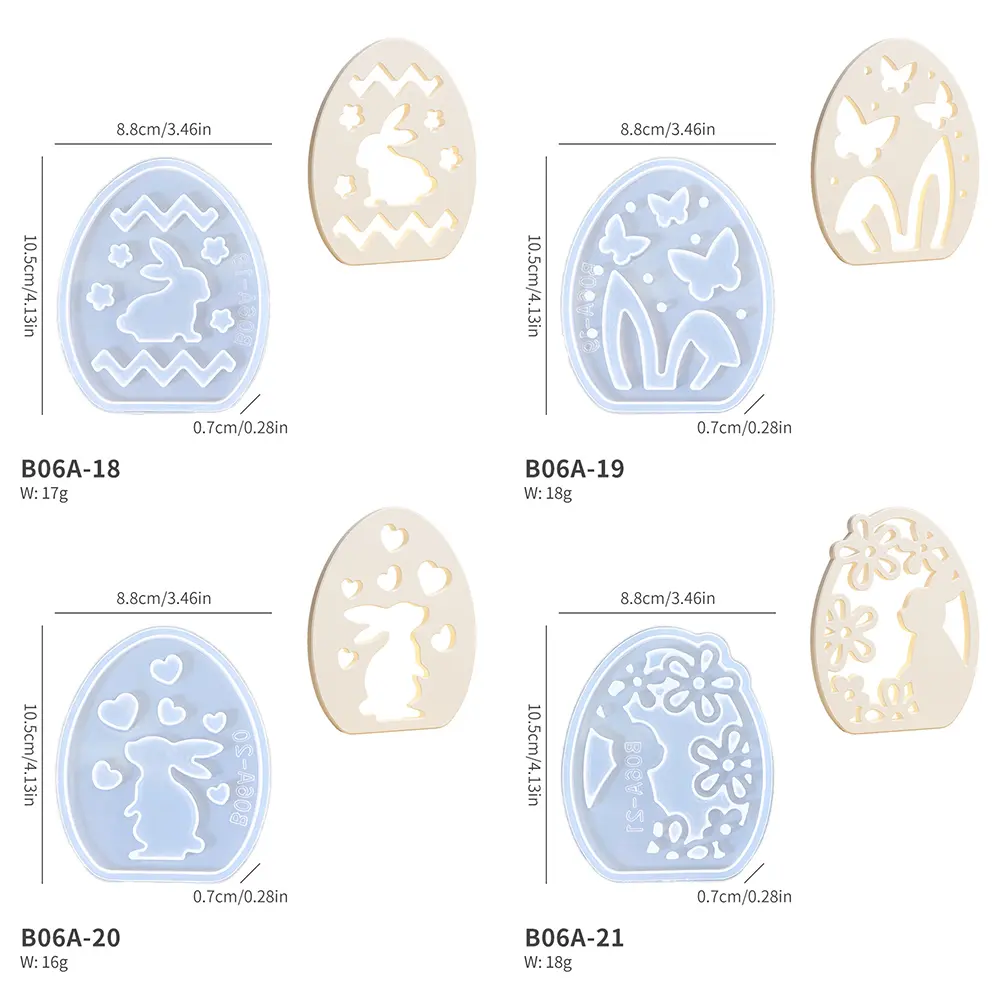 12/8/4Pcs DIY Easter Egg Bunny Lamp Silicone Mold Decoration Rabbit Hollow Silhouette Mold Candle Holder for Resin Casting