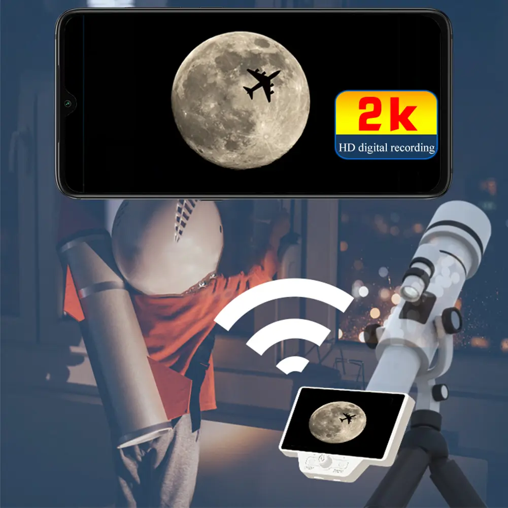 Telescope Electronic Eyepiece 5 Inch LCD 2K Compatible for Android iPhone Telescope Digital Eyepiece for Telescope 1.25 Inches