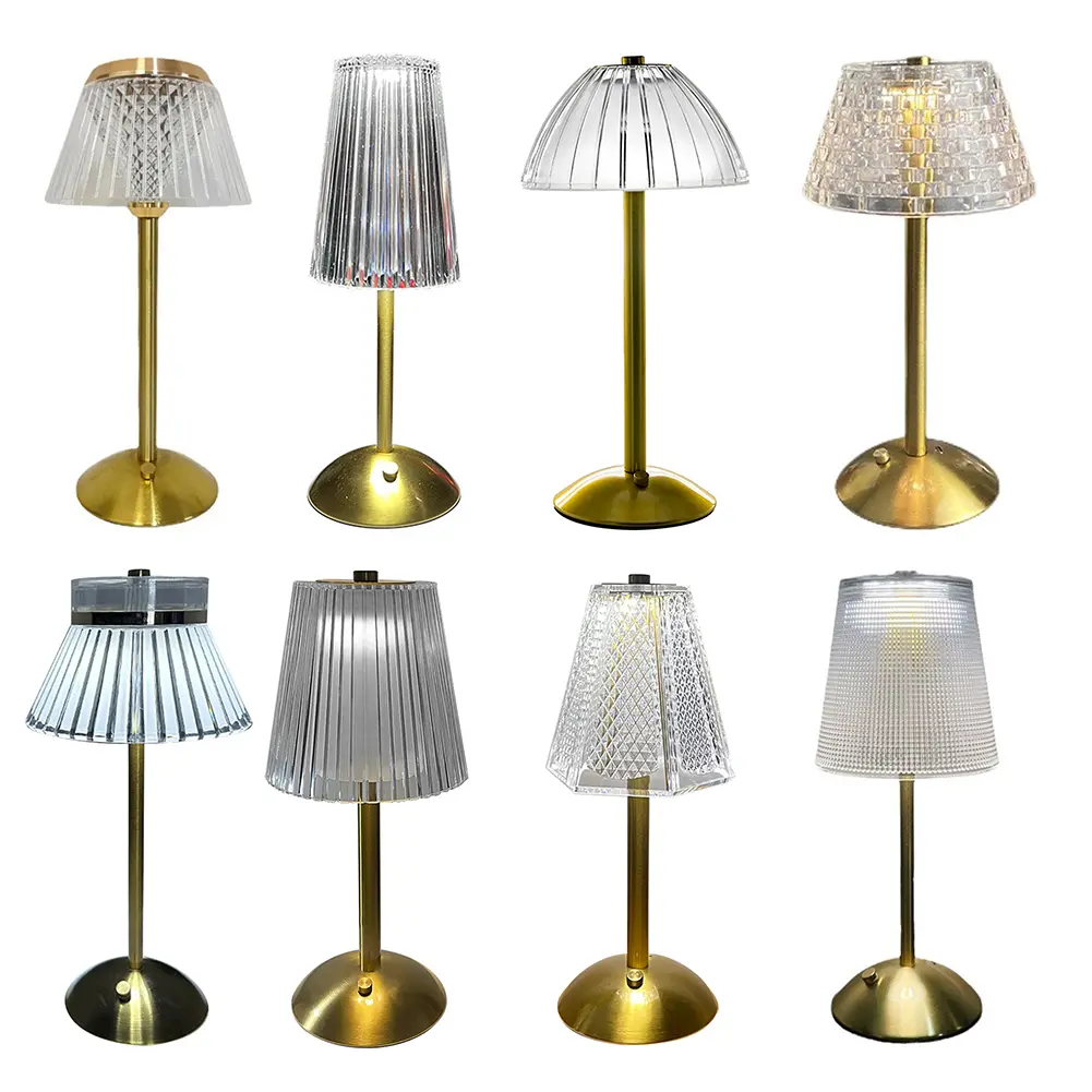 Crystal Atmosphere Lamp Metal Base 3 Color Modes Portable Retro Metal Bedside Lamp Rechargeable Touch Control Cordless Desk Lamp