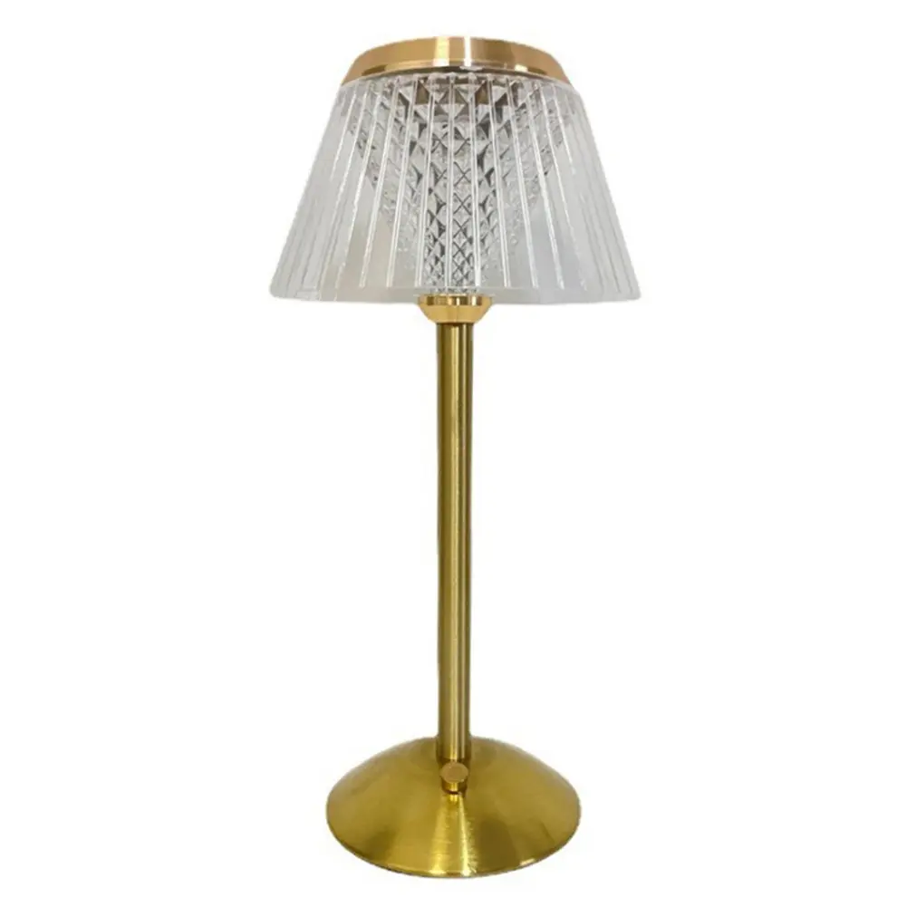 Crystal Atmosphere Lamp Metal Base 3 Color Modes Portable Retro Metal Bedside Lamp Rechargeable Touch Control Cordless Desk Lamp