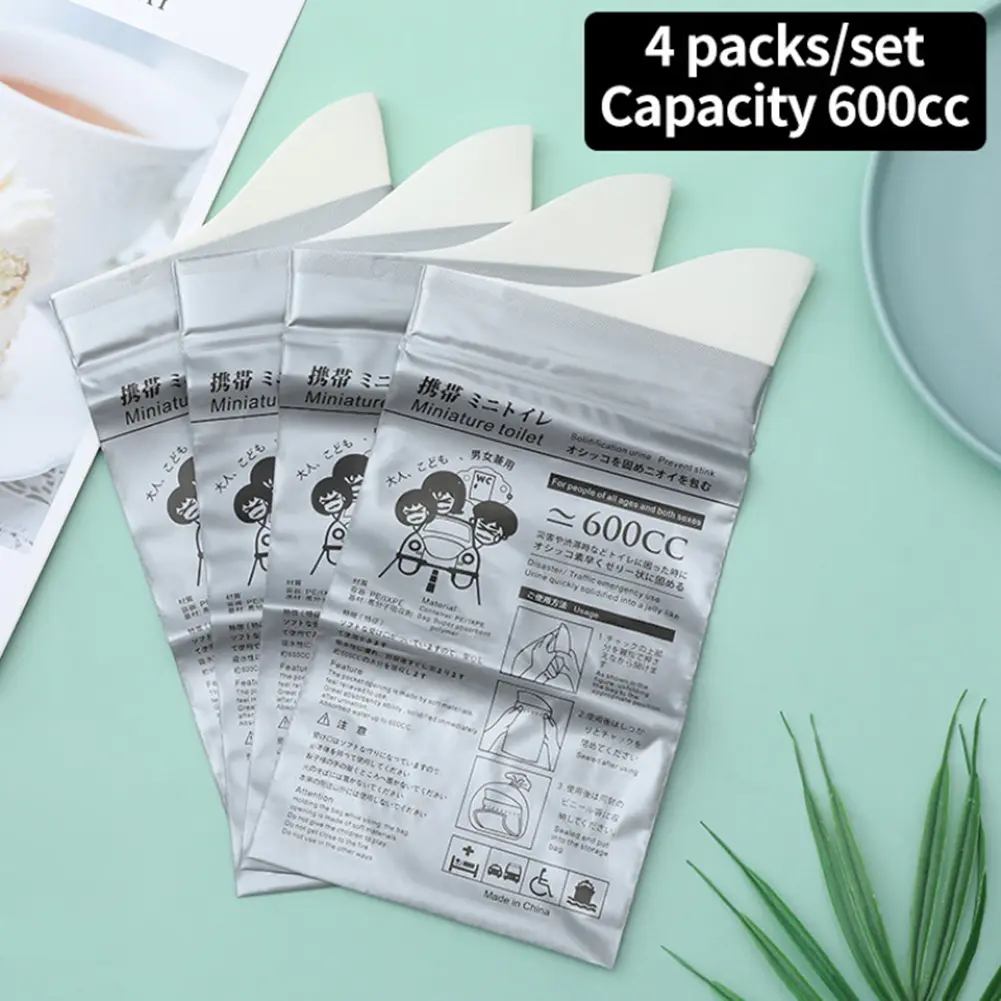 4Pcs Urinate Bags Disposable Mini Mobile Toilet Portable 600ML for Men Women Children Patient