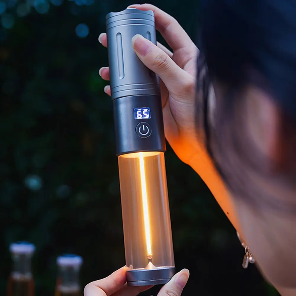 2 In 1 Camping Light Camping Flashlight with Hanging Hook Portable Tent Light Dimmable 3 Light Colors for Camping Hiking