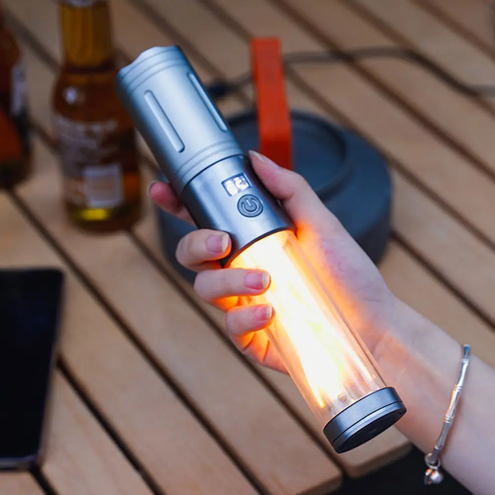 2 In 1 Camping Light Camping Flashlight with Hanging Hook Portable Tent Light Dimmable 3 Light Colors for Camping Hiking