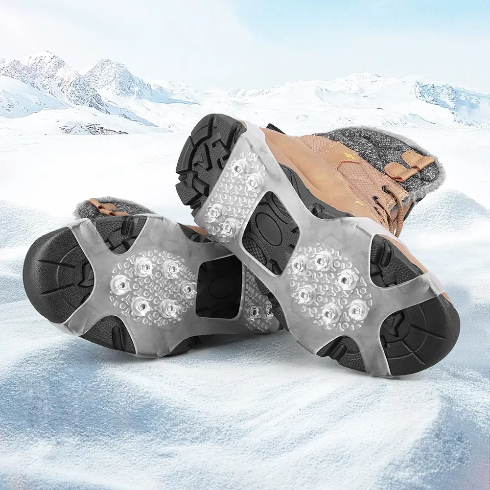 10 Teeth Mountaineering Cleats Anti-Slip Snow Claw Shoe Covers Unisex Snow Ice Gripper Walking Hiking Accessories