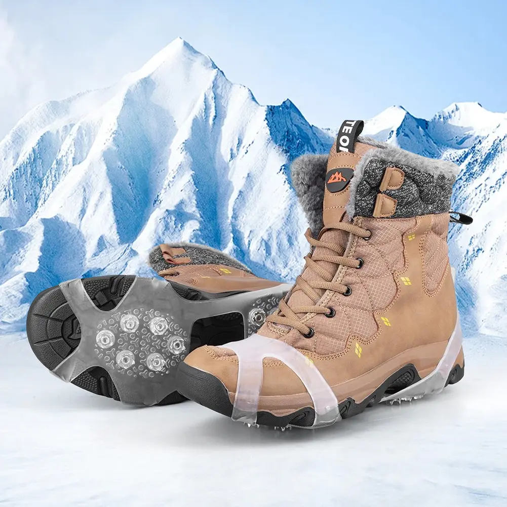 10 Teeth Mountaineering Cleats Anti-Slip Snow Claw Shoe Covers Unisex Snow Ice Gripper Walking Hiking Accessories
