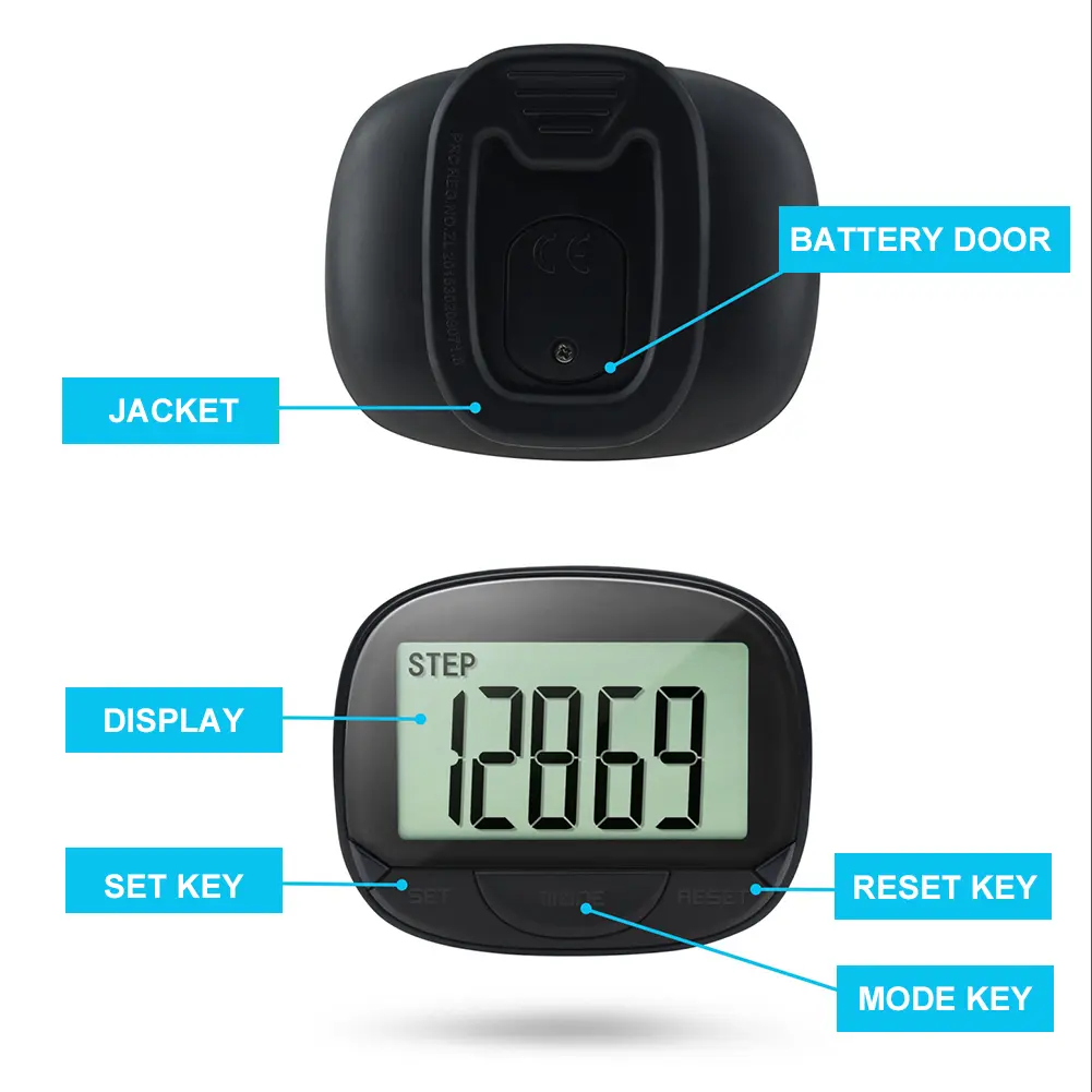 1-5Pcs Clip-On Pedometer Electronic Pedometer Digital Display Simple Step Tracker Large Screen Multifunctional for Outdoor Sport