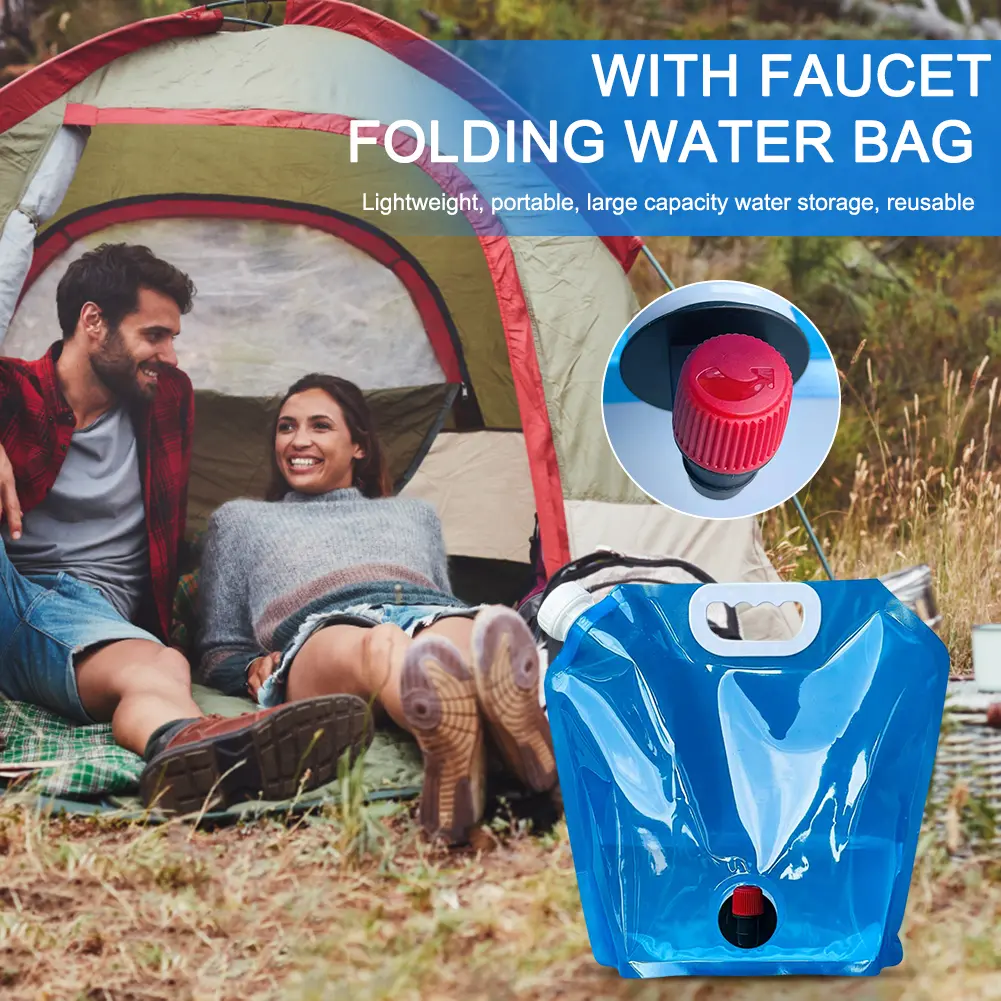 5L/10L Multipurpose Camping Water Bag Portable Outdoor Travel Collapsible Pouch No Leakage with Faucet for Hiking Picnic