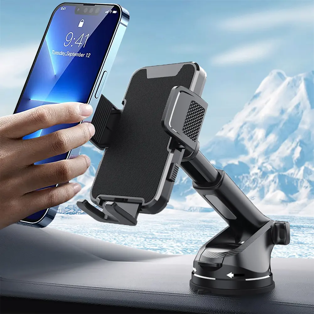 Gravity Sucker Dashboard Mobile Phone Stand 360° Rotation Cell Phone Support Windshield Phone Bracket for Trucks RVs Vehicles