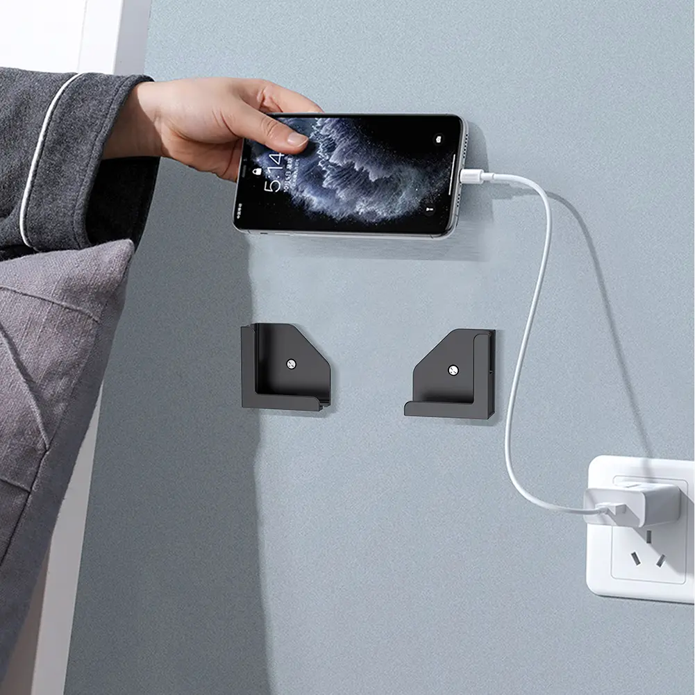 Universal Wall Mount Charger Hook Phone Holder Wall Hanging Cable Organizer Stand Bracket Dock for All Tablet Phones Devices