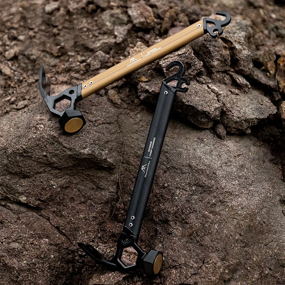 Outdoor Camping Hammer Multifunctional Portable Camp Hammer Anti-Slip Emergency Survival Hammer for Hiking Camping Gardening
