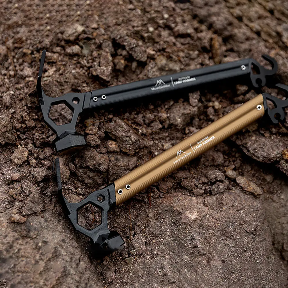 Outdoor Camping Hammer Multifunctional Portable Camp Hammer Anti-Slip Emergency Survival Hammer for Hiking Camping Gardening