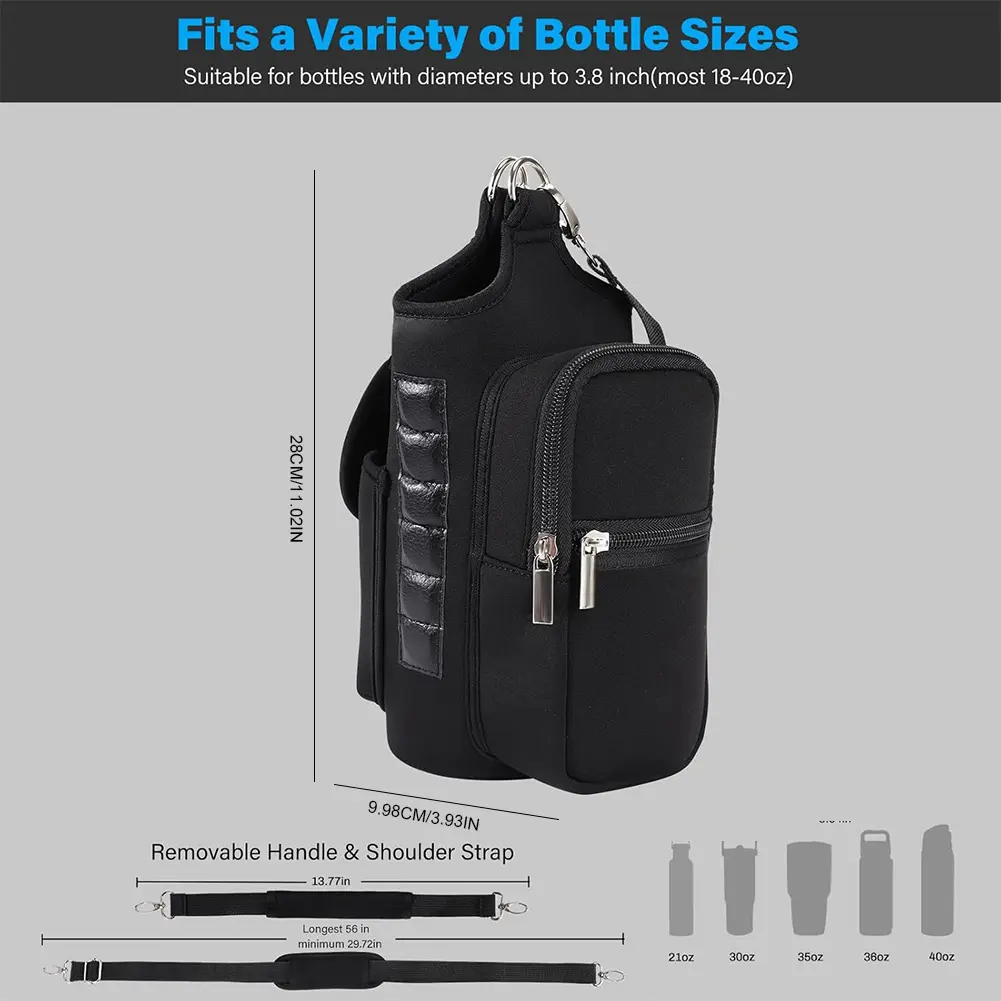 Magnetic Gym Bag Water Bottle Bag Crossbody Water Bottle Pouch Phone Holder Water Bottle Carrier Bag for Men Women