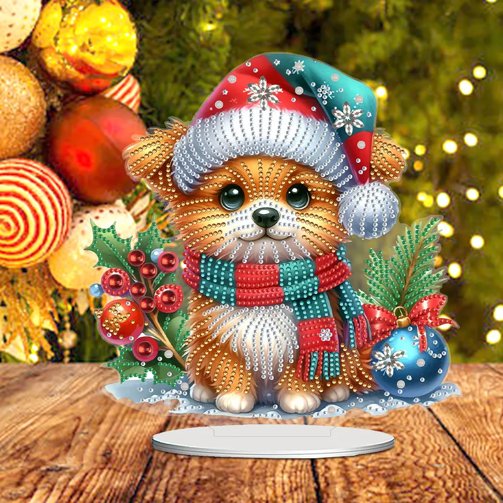 Christmas 2D Flat Diamond Painting Tabletop Ornaments Kit Double-sided Effect Desktop Diamond Art Kits Bedroom Table Decoration
