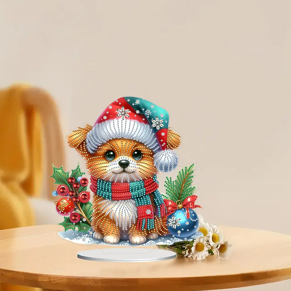 Christmas 2D Flat Diamond Painting Tabletop Ornaments Kit Double-sided Effect Desktop Diamond Art Kits Bedroom Table Decoration