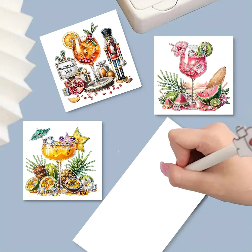 6pcs DIY Diamond Painting Greeting Card Set Cupcake Designs Diamond Art Greeting Cards Creative Birthday & Thanksgiving Card Kit
