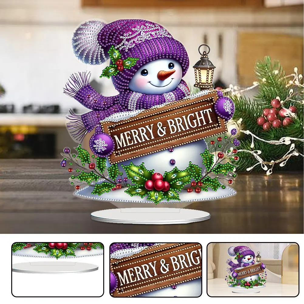 Christmas 2D Flat Diamond Painting Tabletop Ornaments Kit Double-sided Effect Desktop Diamond Art Kits Bedroom Table Decoration