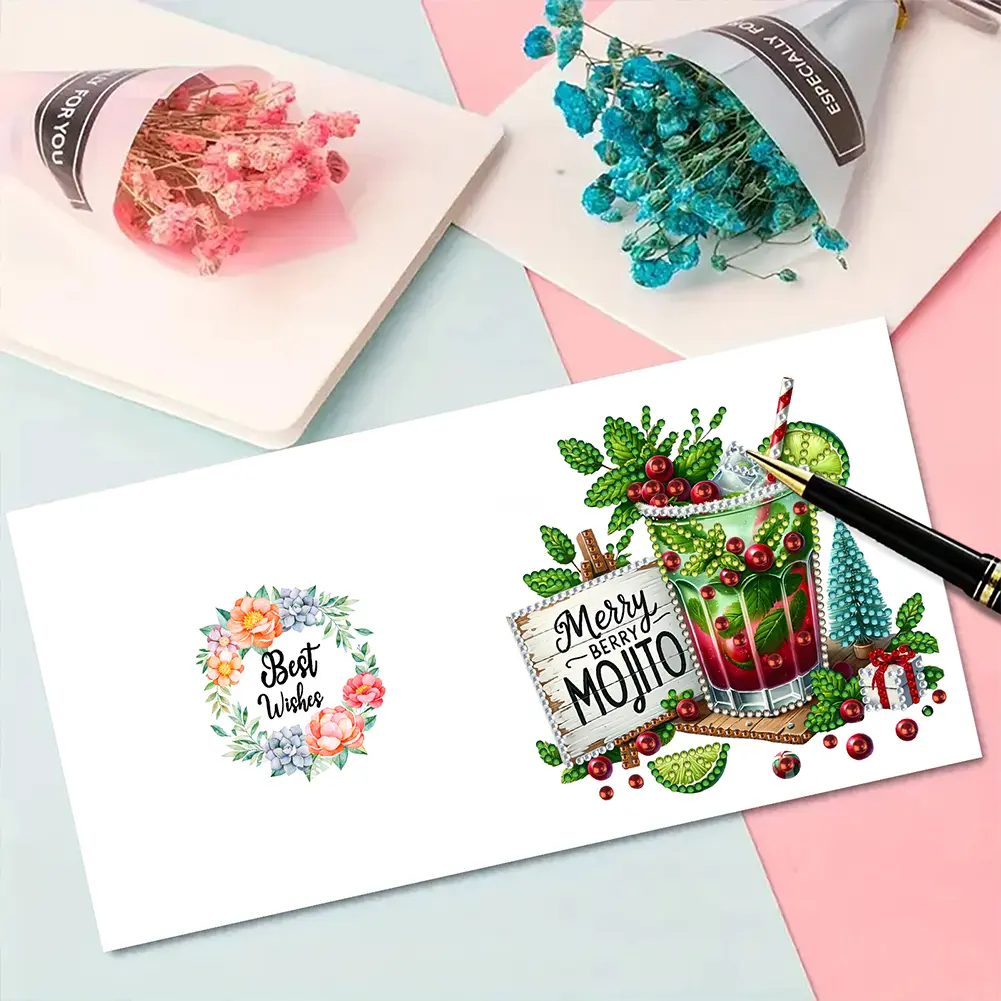 6pcs DIY Diamond Painting Greeting Card Set Cupcake Designs Diamond Art Greeting Cards Creative Birthday & Thanksgiving Card Kit