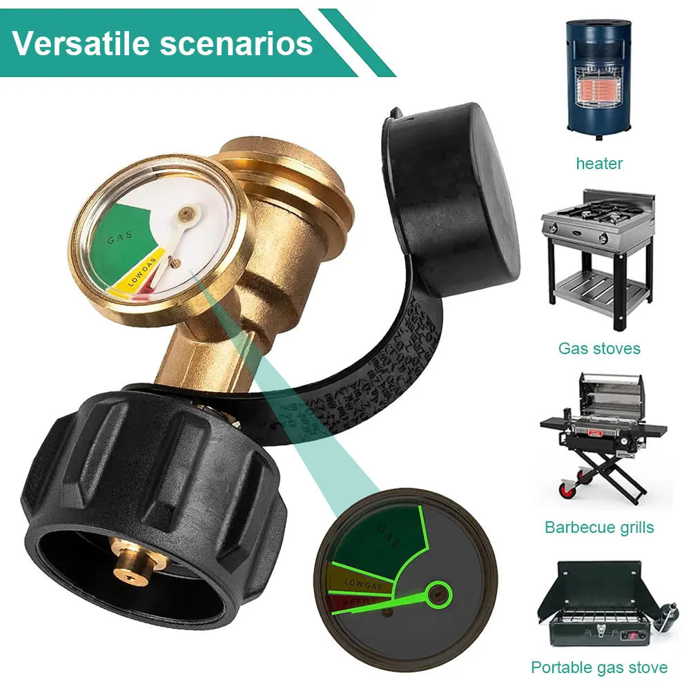 Universal Propane Gauge Color Coded Gas Pressure Meter Precise Propane Adapter Gauge Brass Propane Gas Gauge for 5-40lb Tank