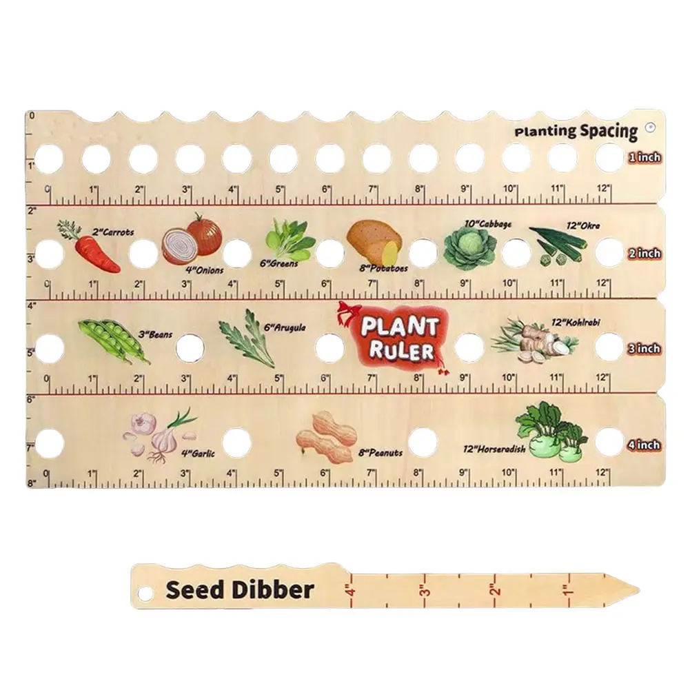 2/1pcs Portable Dibber Spacing Ruler Seed Spreaders Multifunctional Wooden Garden Seeder Sower with Plant Dibber Gardening Tools