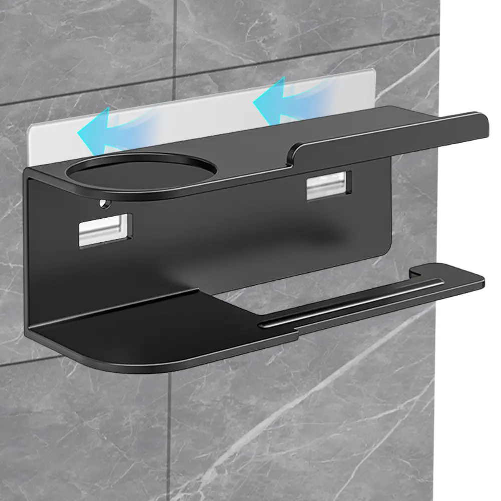 Toilet Paper Holder Wall Mounted Floating Paper Shelf Punch-Free Metal Paper Holder Rack Multifunctional for Bathroom Washroom