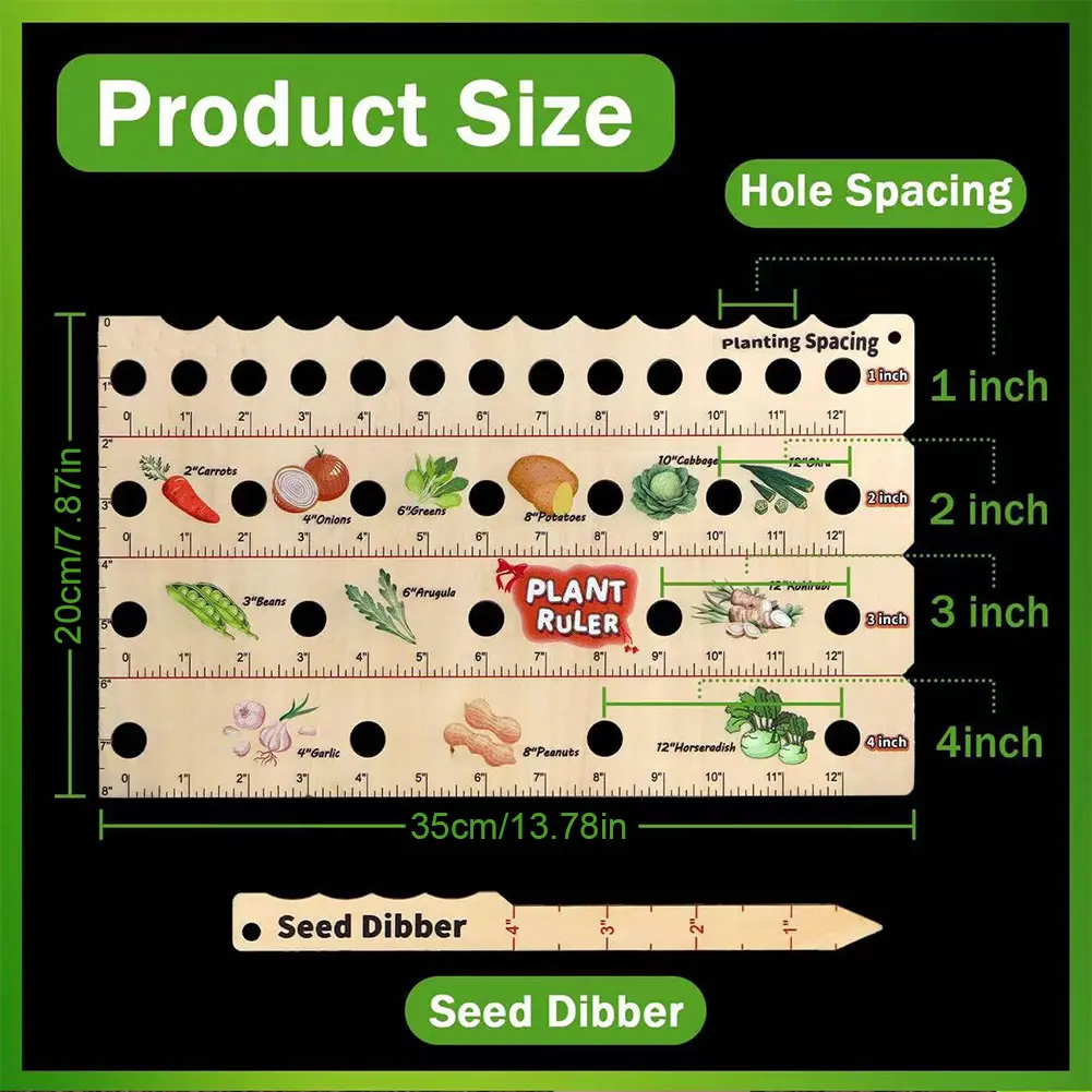 2/1pcs Portable Dibber Spacing Ruler Seed Spreaders Multifunctional Wooden Garden Seeder Sower with Plant Dibber Gardening Tools
