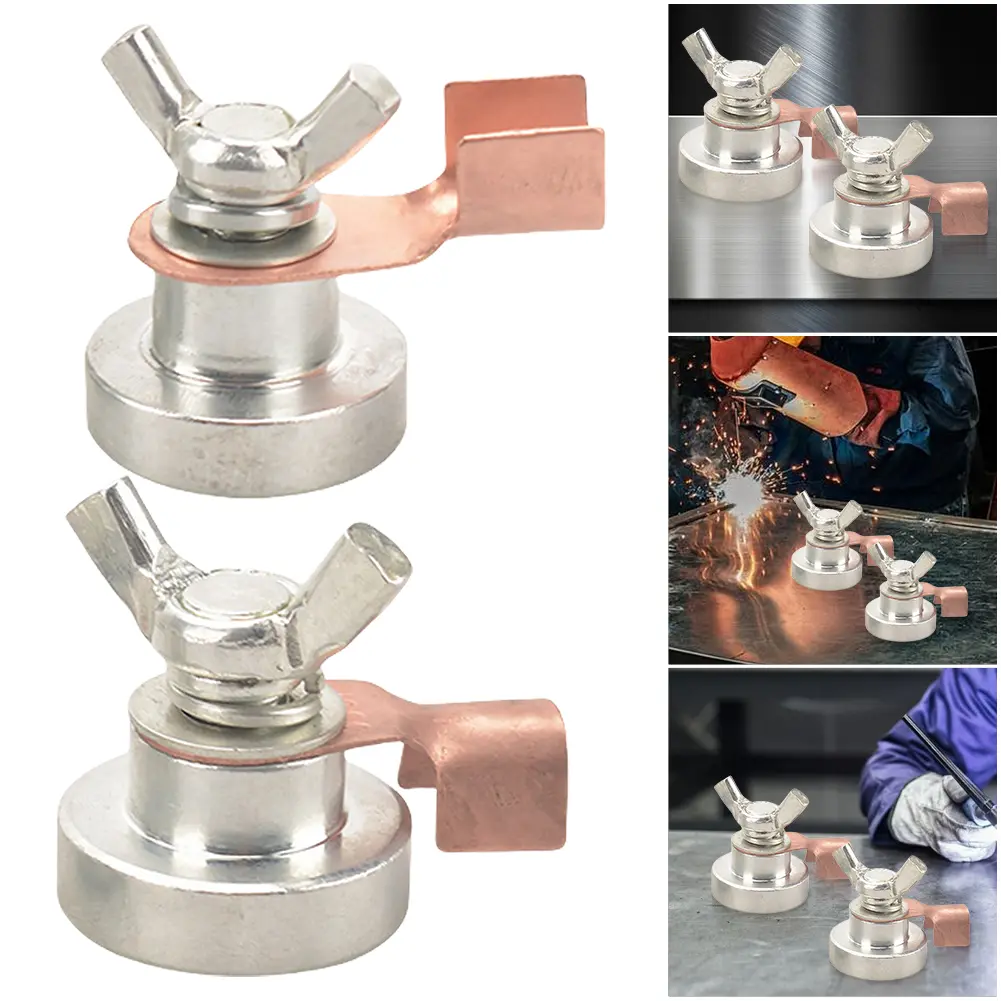 2pcs Welder Welding Strong Magnetic Grounding Tool Magnetic Welding Machine Ground Clamp Magnetic Welding Grounding Clamp