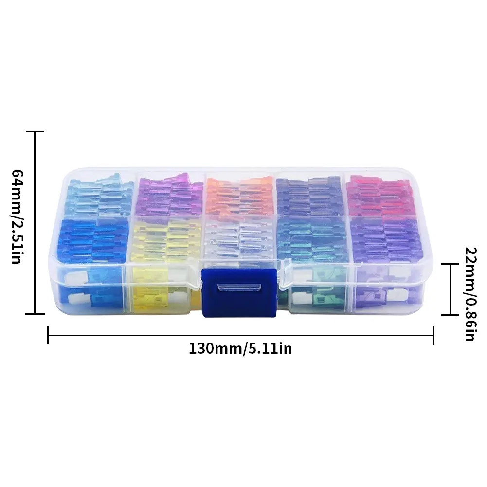 100Pcs Car Fuses 2A 3A 5A 7.5A 10A 10 Types Car Fuse Assortment 15A 20A 25A 30A 35A Blade Type Fuse Assorted Kit