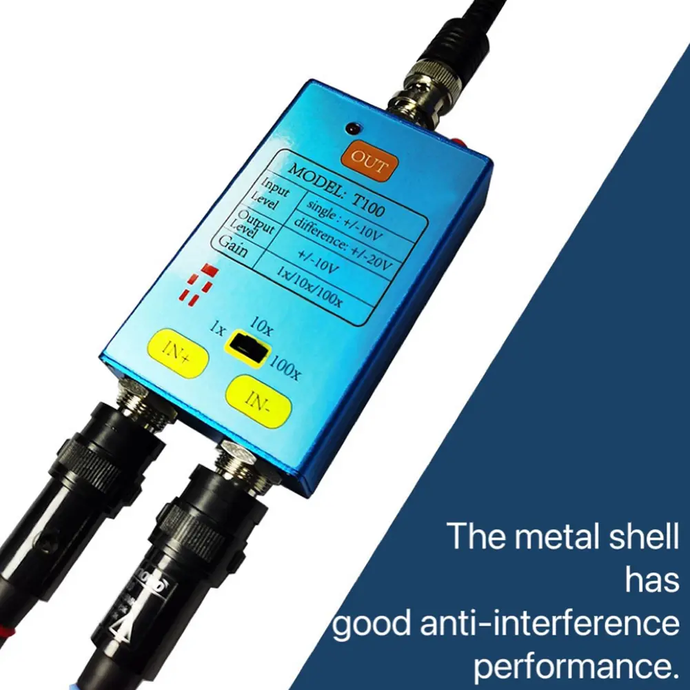 Signals Amplifier 1x/10x/100x Weak Signal Amplifier Battery Powered Low Noise for Maintenance Personnel for Electronic Engineers