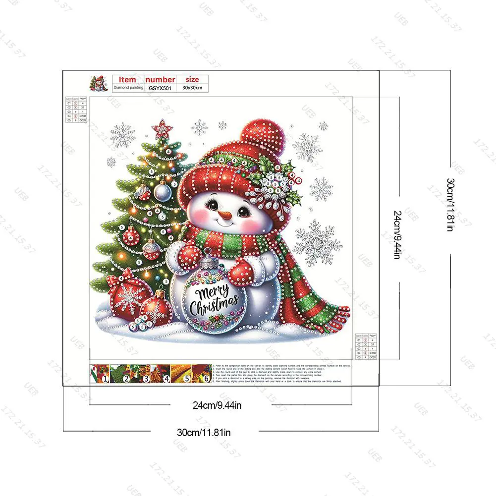 4pcs Partial Special Shaped Drill Diamond Painting Kit Christmas Decor 30x30cm