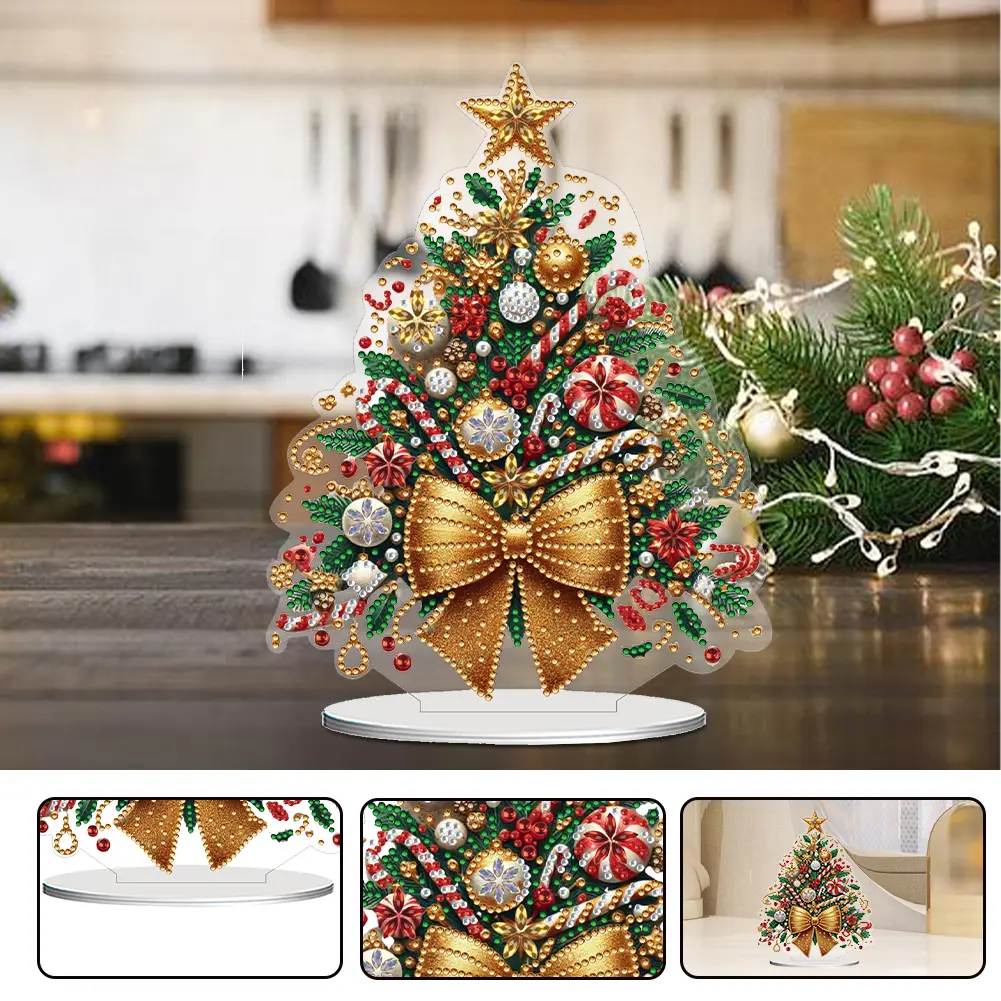 2D/Flat Christmas Tree DIY Desktop Diamond Art Kits 5D DIY Diamond Art Tabletop Decorations Diamond Painting Desktop Decorations