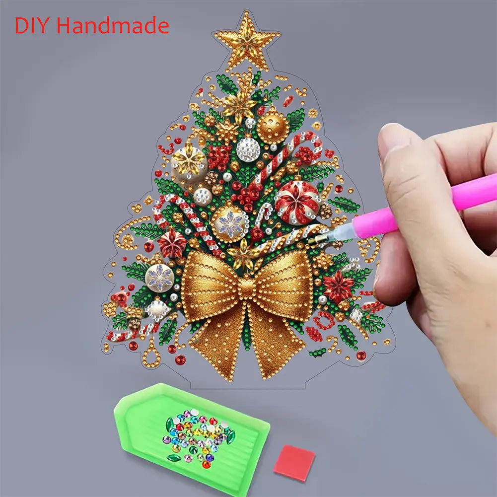 2D/Flat Christmas Tree DIY Desktop Diamond Art Kits 5D DIY Diamond Art Tabletop Decorations Diamond Painting Desktop Decorations