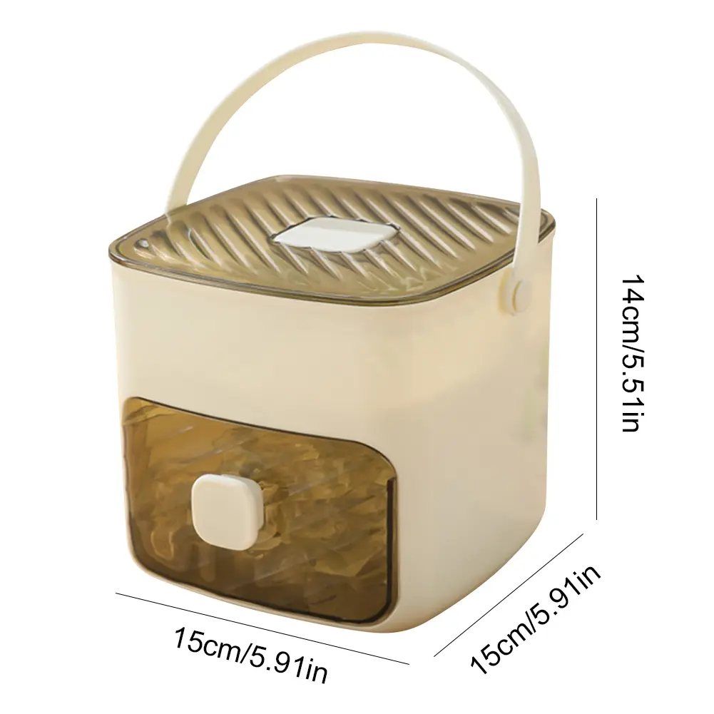 48/24-Cube Ice Maker Bucket with Easy Press Cap Portable Drawer Refrigerator Household Ice Storage Box with Handle For Outdoor