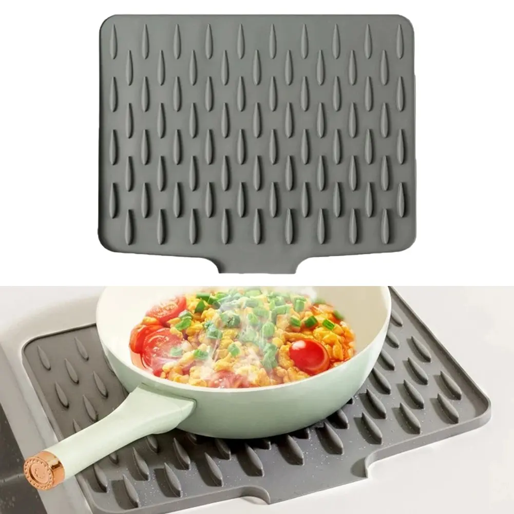 Silicone Drainer Mat Foldable Pots Dish Drain Mat Heat Resistant Non-slip Mat for Tableware Cushion Organizer