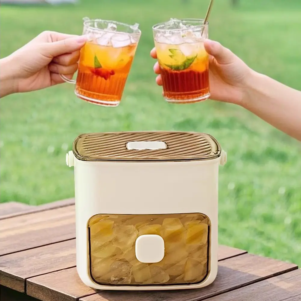 48/24-Cube Ice Maker Bucket with Easy Press Cap Portable Drawer Refrigerator Household Ice Storage Box with Handle For Outdoor
